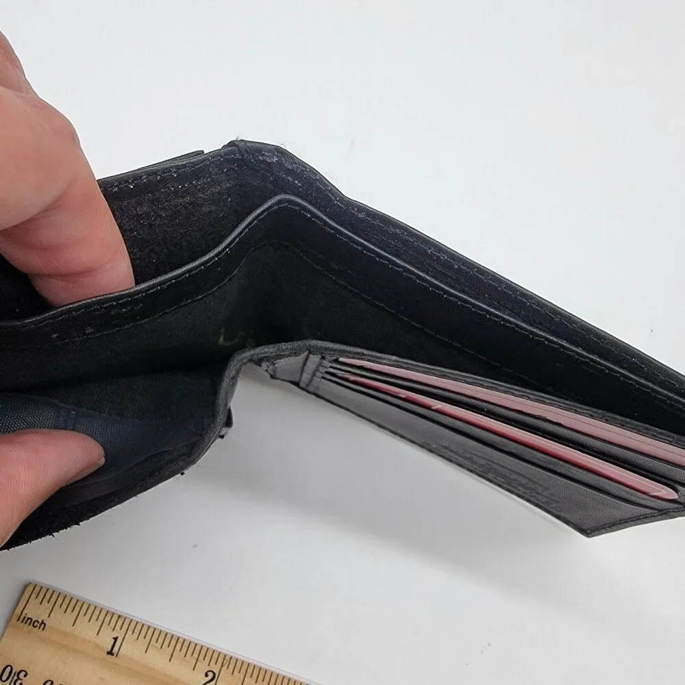 NEW Leather Wallet Credit Card & ID Holder‎ Genuine Leather Black Men's MARSHAL